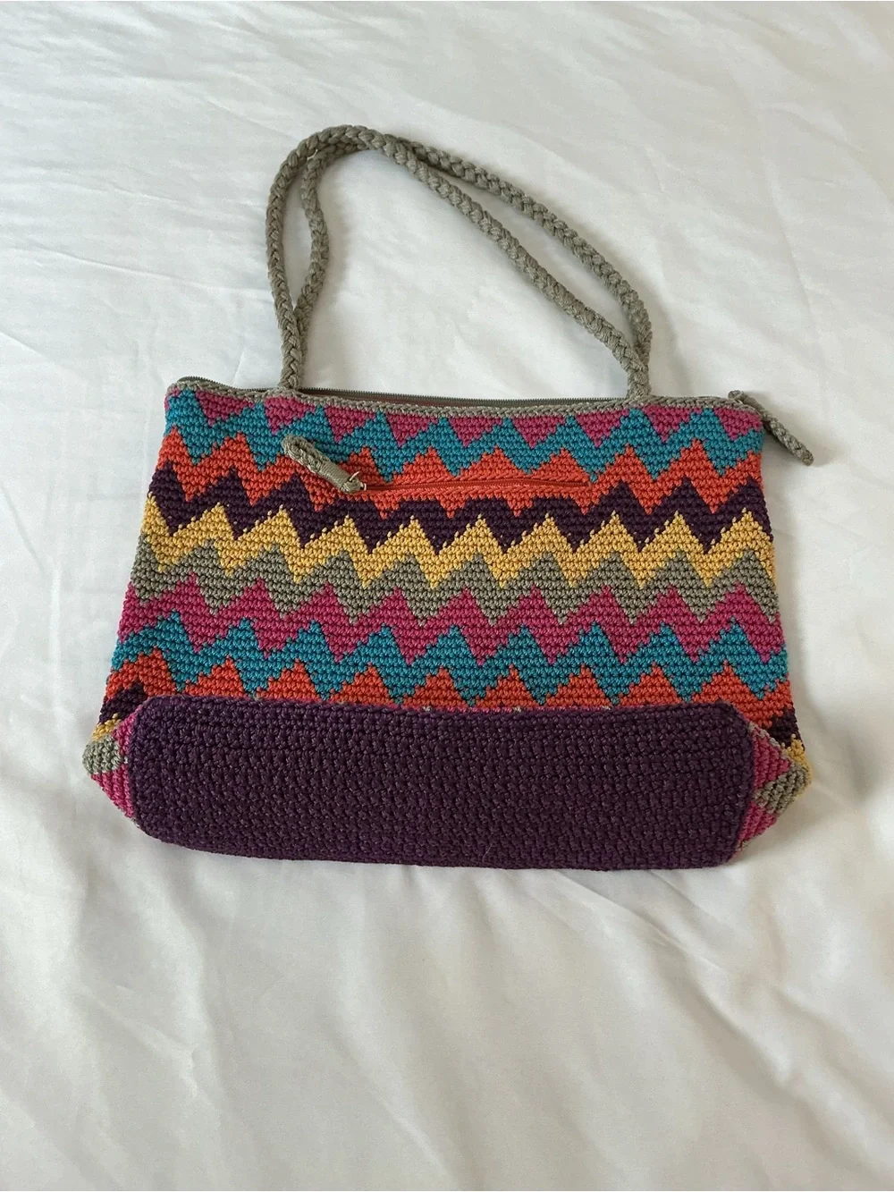 The Sak Multicolor Zigzag Crochet Tote with Purple Base - Picture 2 of 15